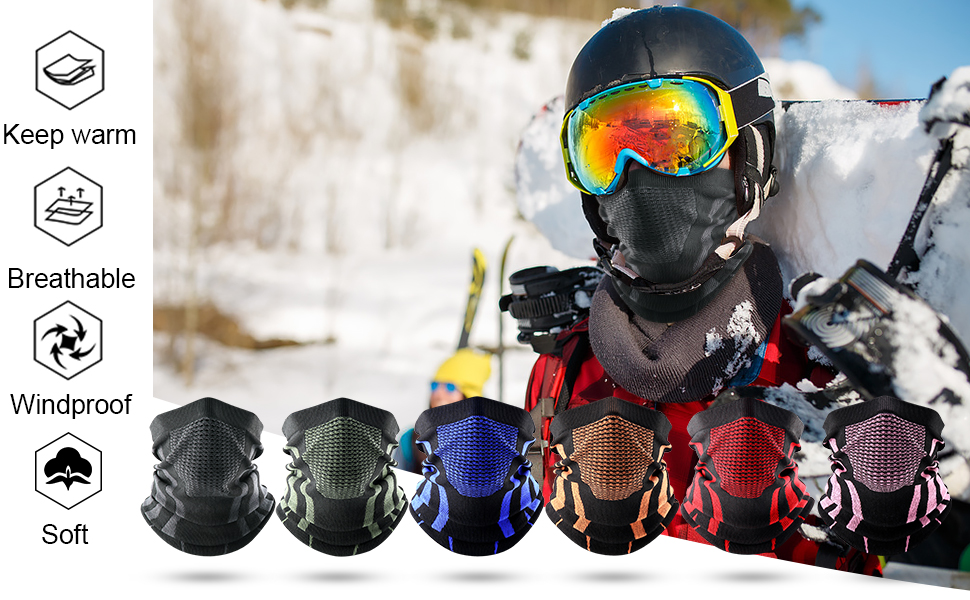 winter neck warmer gaiter windproof face mask balaclava bandana for ski snowboard
