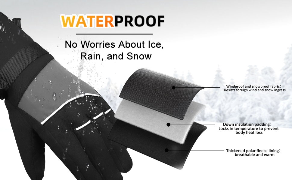 winter waterproof ski snow warm gloves for women men with touchscreen fingers for hiking biking outdoor sports