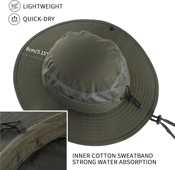 upf50+ mens sun hat wide brim womens uv protection beach bucket hat for fishing hiking snap up