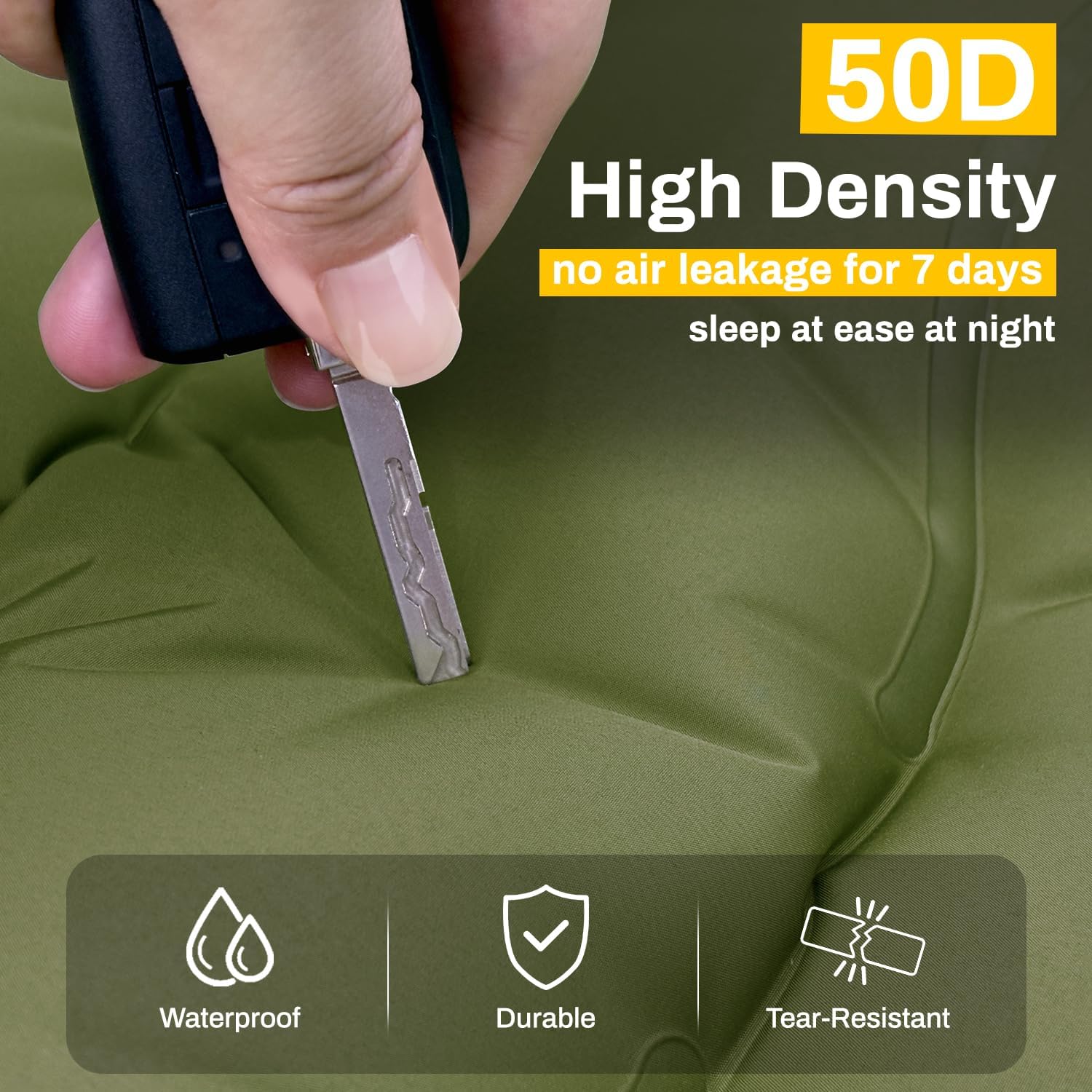 camping sleeping pad, extra thick 6 inch inflatable camping mat with pillow