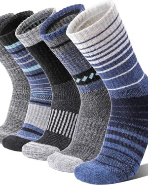 5 pairs merino wool hiking socks thermal winter warm moisture wicking cushion outdoor socks for women & men