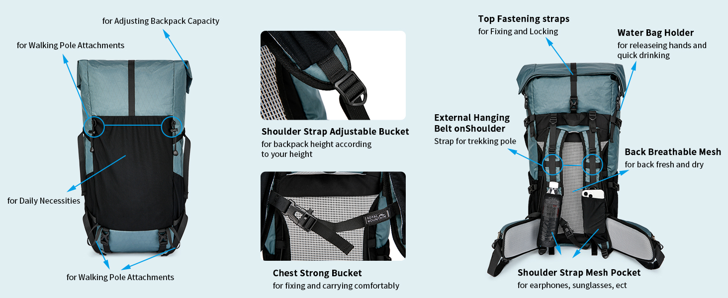 40l to 50l extra large capacity hiking bag
