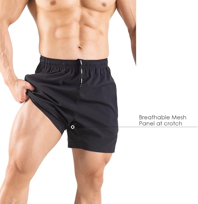 men's 5" running shorts 2 pack quick dry athletic workout gym shorts (size l)