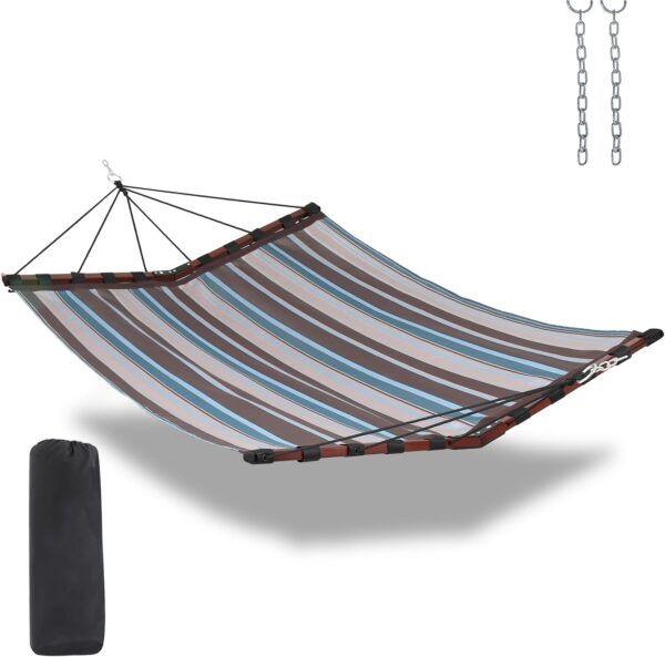 12ft 2 person hammock large hammock quick dry 450lb capacity with v shaped hardwood spreader bar & nylon rope