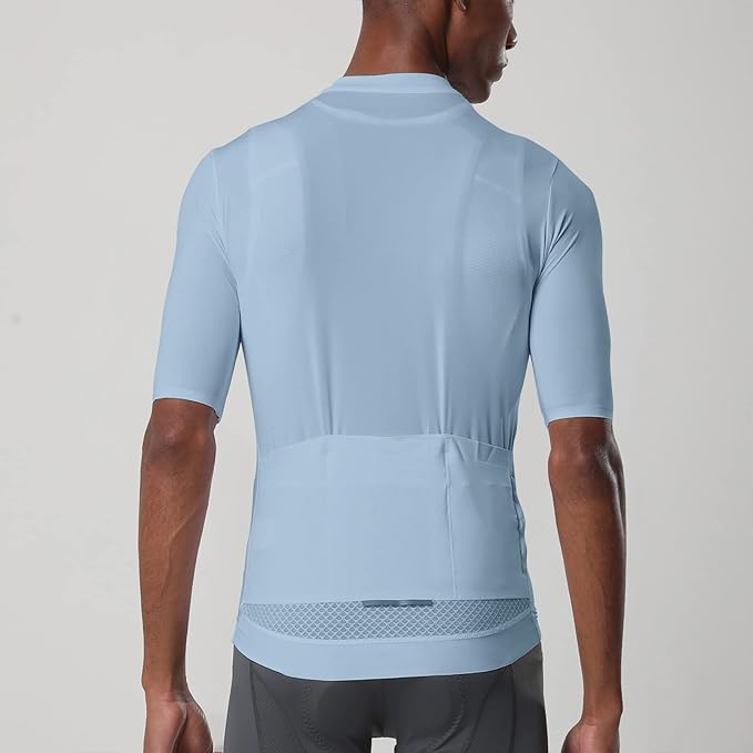 cycling jersey men aero race fit, road bike jersey short sleeved moisture wicking, breathable,zip pocket,upf50+