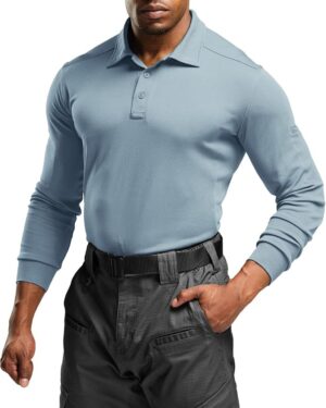 men's polo shirt, long sleeve tactical shirts, outdoor upf 50+ pique shirt（large tall）