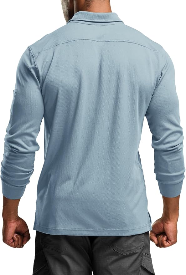 men's polo shirt, long sleeve tactical shirts, outdoor upf 50+ pique shirt(large tall)