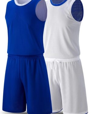 1 set of men's reversible basketball jersey and shorts, double sided custom athletic uniforms for team sports practice