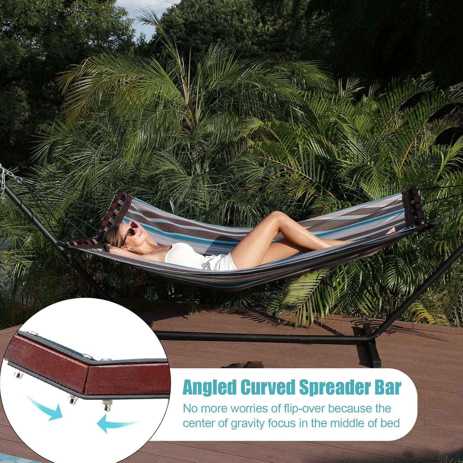 12ft 2 person hammock large hammock quick dry 450lb capacity with v shaped hardwood spreader bar & nylon rope