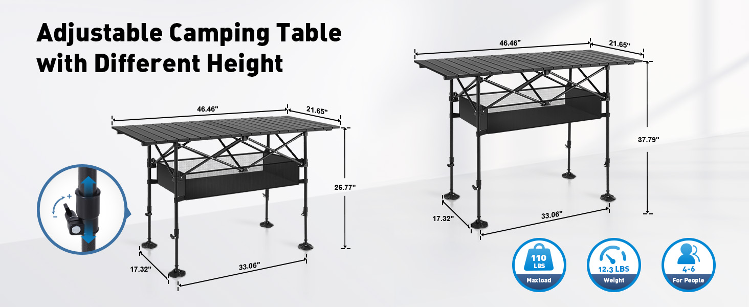 camp folding camping table, portable roll up table