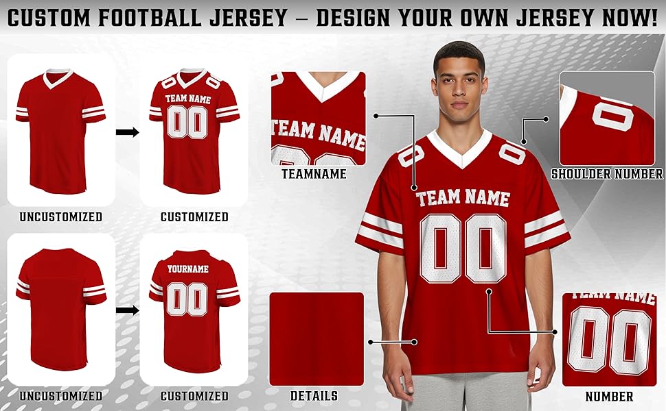 custom football jersey personalized name, number & logo, customized sport jerseys