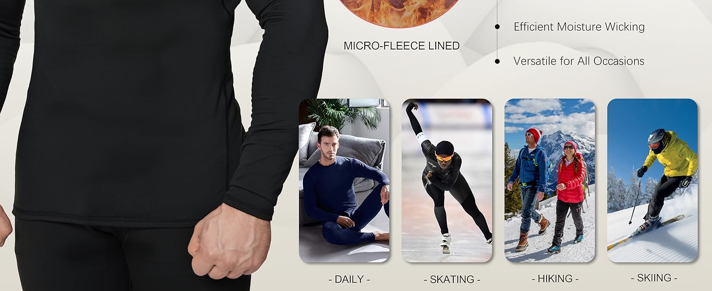 5 pack men's thermal turtle mock neck shirts long sleeve compression fleece lined shirts undershirt base layer tops