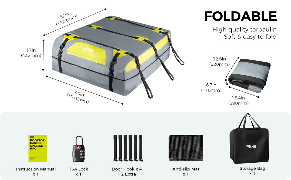 rooftop cargo carrier bag 21 cubic waterproof car roof bag for all vehicles with/without rack