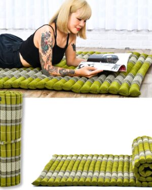 handcrafted folding sleep & relaxation mattress 75 x 39 inches, green